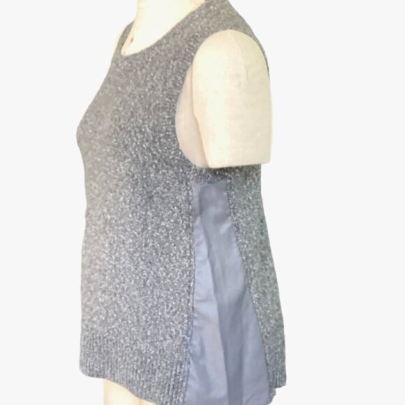 Banana Republic Crew Neck Knit Vest Faux Leather Side Panels XS Gray #126M - Picture 4 of 8